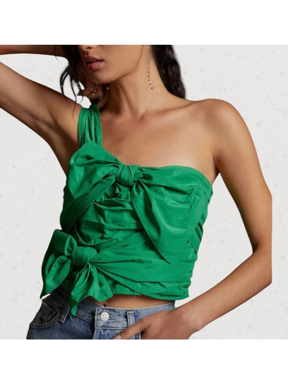 Maeve Kelly Green One Shoulder Bow Tank Size 2 Anthropologie Top